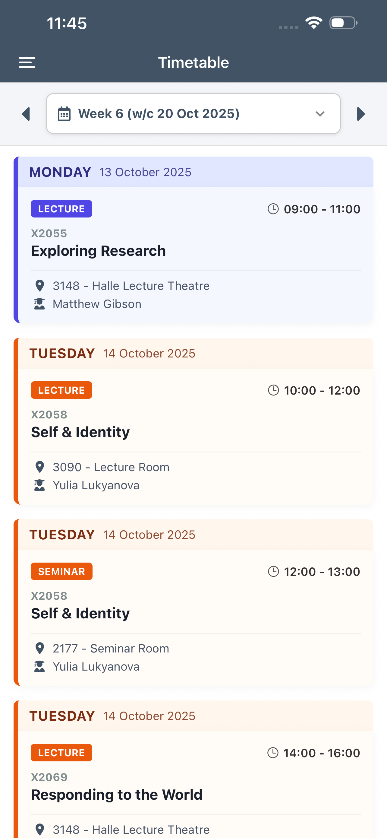 Timetable