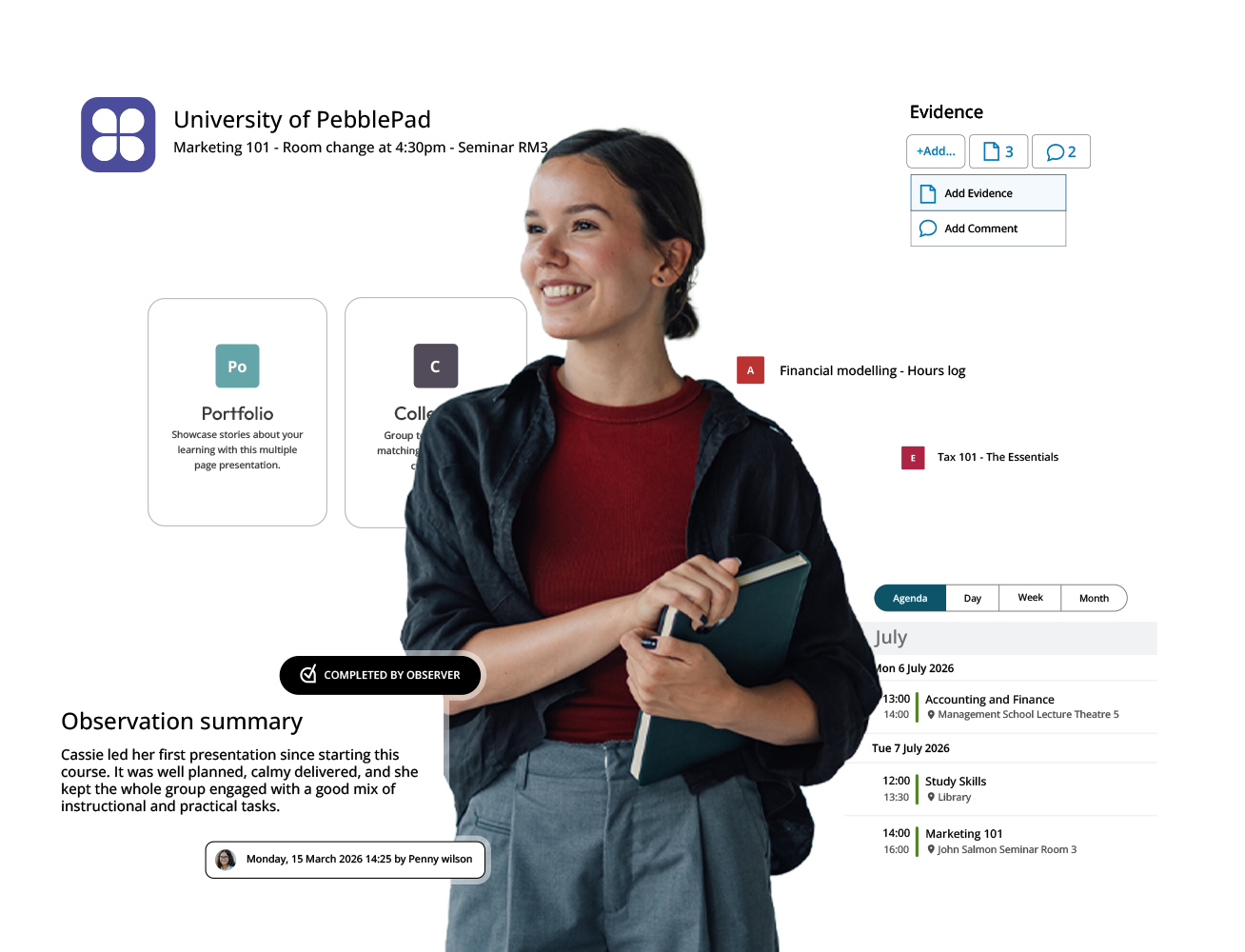 PebblePad asset management portfolio creation layout system